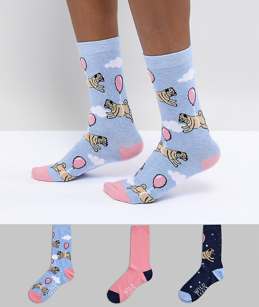 Набор из 3 пар носков с принтом Sock Shop - Мульти 