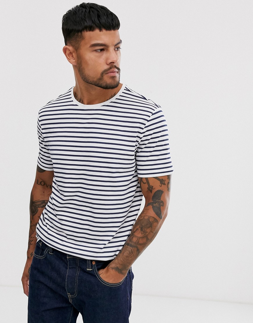 Only & Sons stripe t-shirt in white