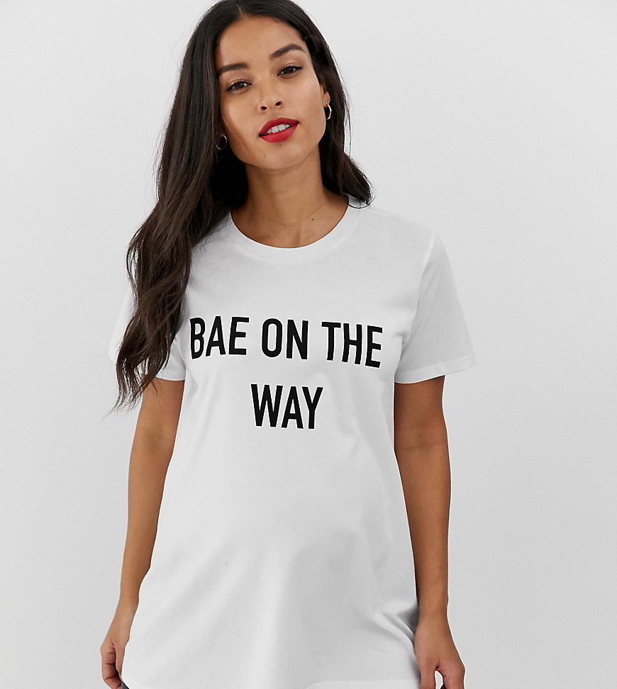 ASOS DESIGN Maternity t-shirt with bae on the way motif