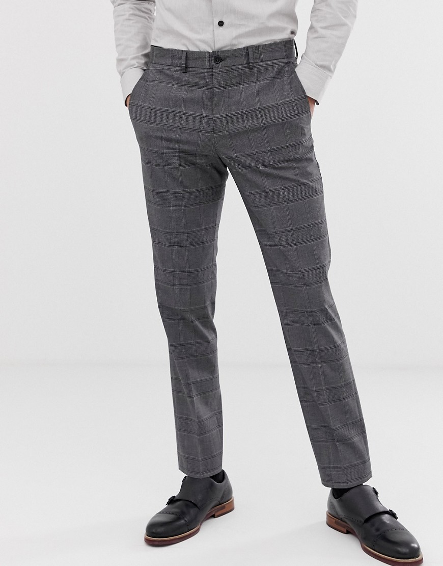 Jack & Jones Premium slim wedding suit trouser in check