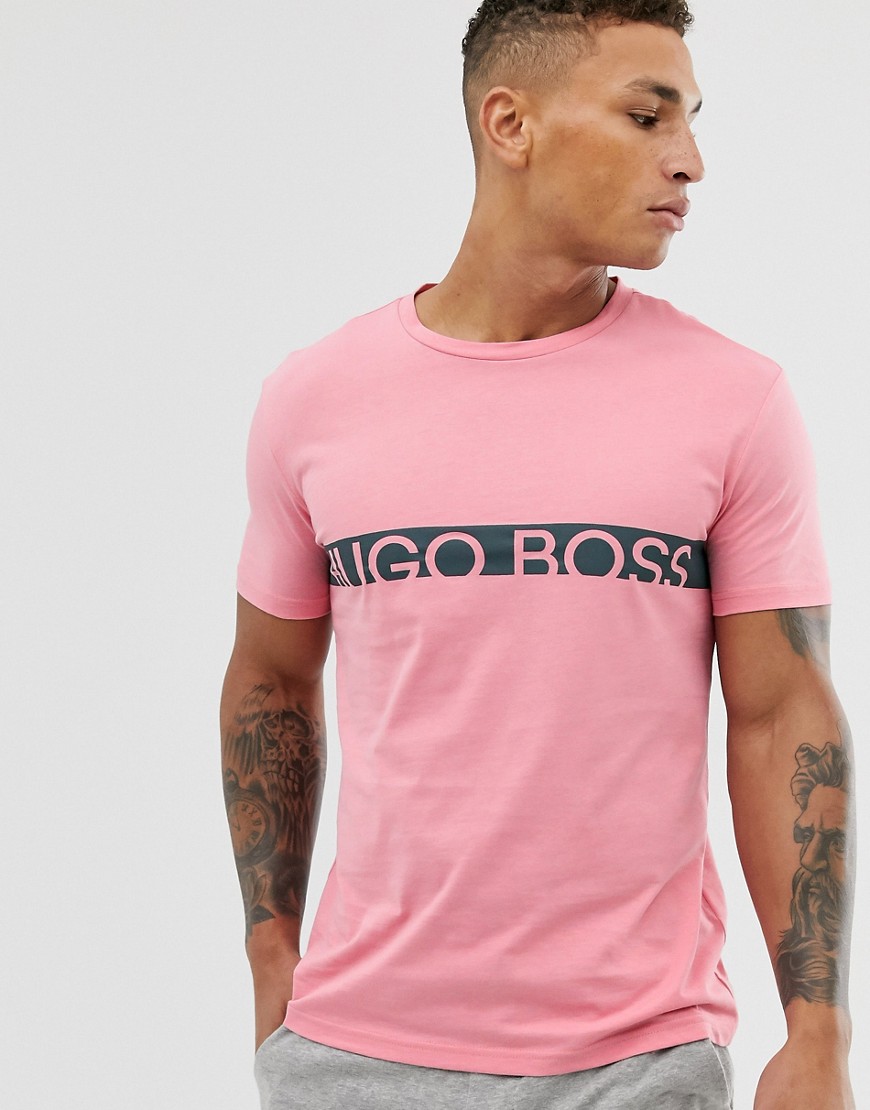 BOSS bodywear slim fit logo t-shirt in pale pink