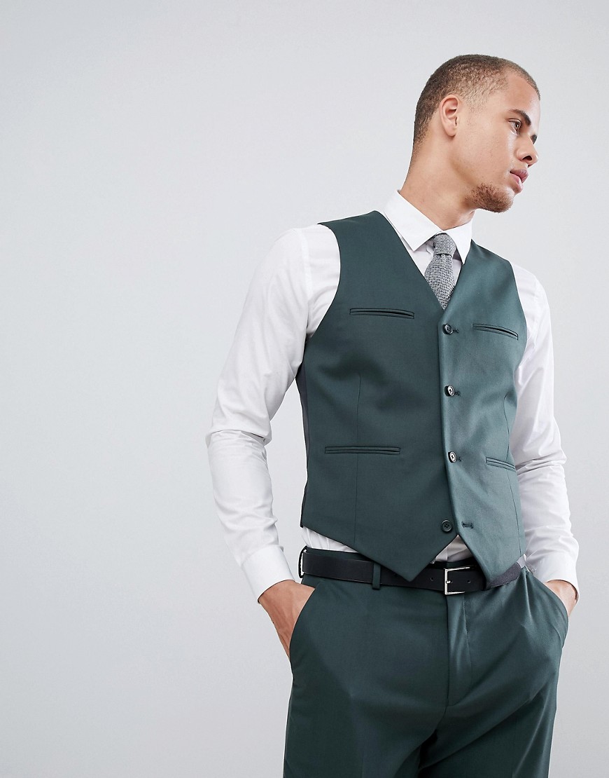 ASOS DESIGN slim suit waistcoat in forest green