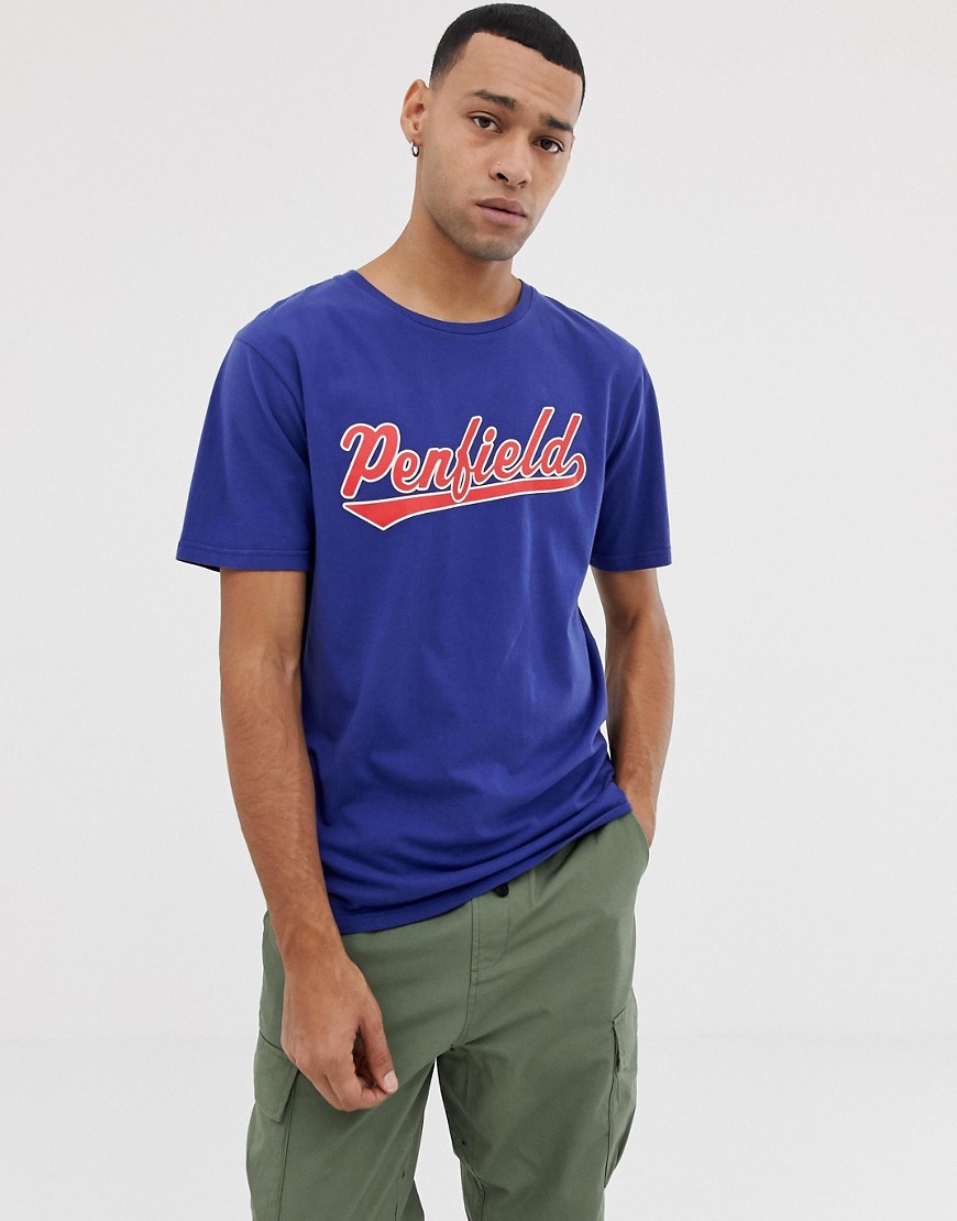 Penfield mendona chest logo crew neck t-shirt in blue