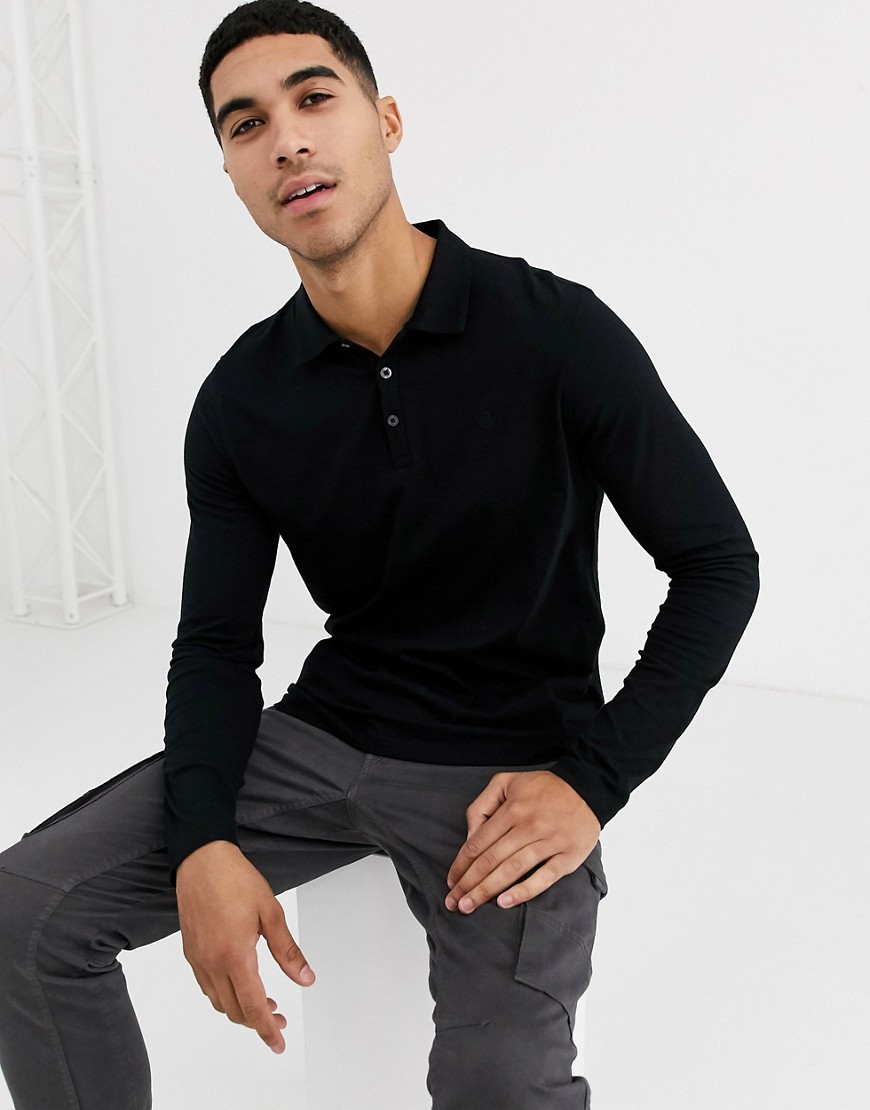 Burton Menswear long sleeve polo in black
