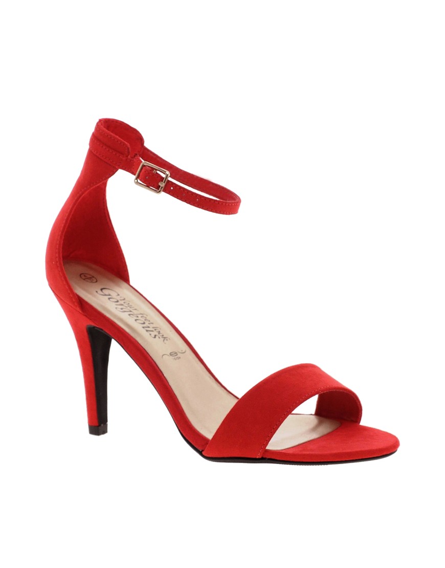 New Look | New Look Red Stylish 2 Single Sole Strap Heeled Sandals at ASOS