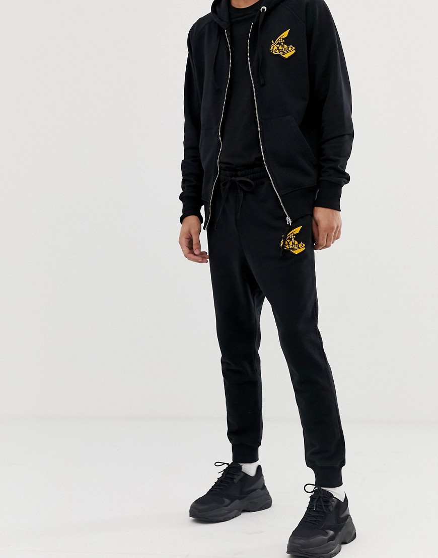 Vivienne Westwood organic cotton joggers in black with orb logo