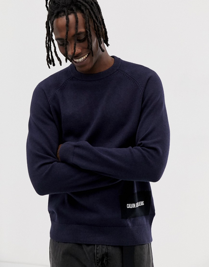 Calvin Klein Jeans wool blend logo crew neck jumper