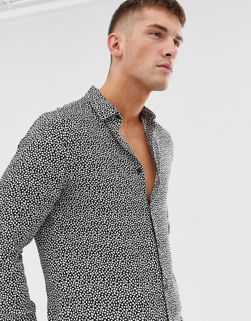 Burton Menswear shirt with oval print in black