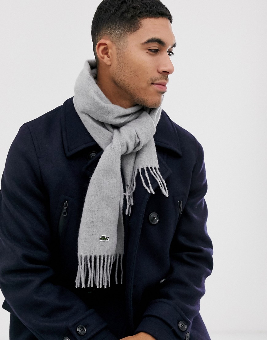 Lacoste knitted scarf in grey