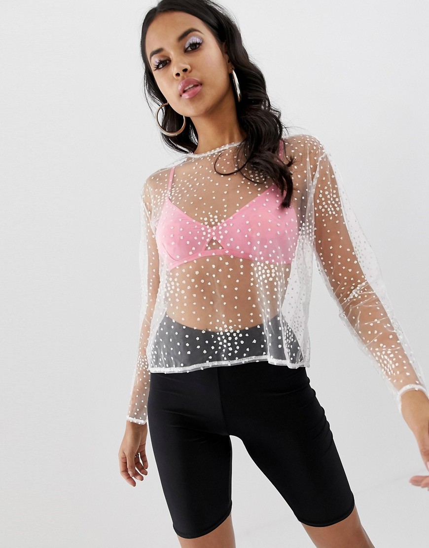 Motel sheer top with glitter detail