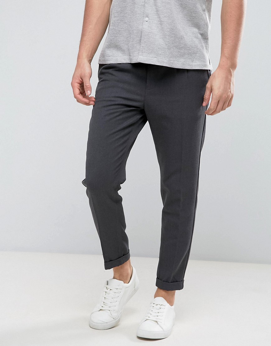Casual Friday Pleated Front Trousers - Dark grey melange