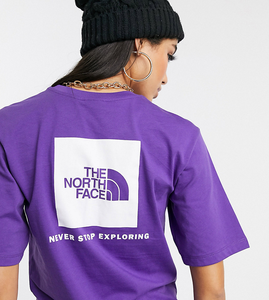 The North Face Boyfriend Red Box t-shirt in purple Exclusive at ASOS
