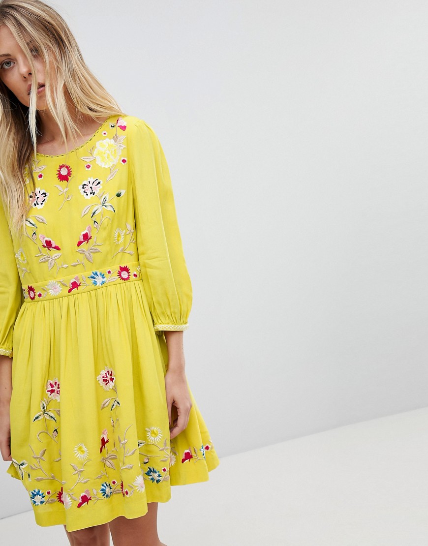 French Connection Floral Embroidered Mini Dress