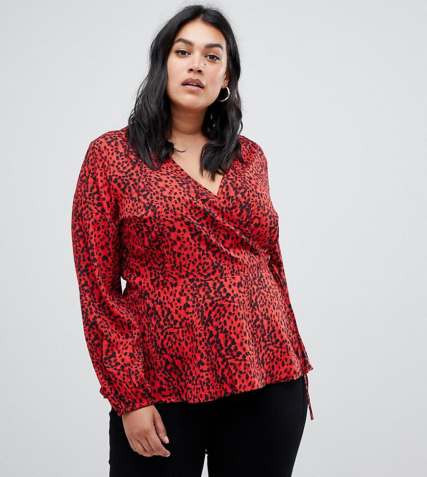 Influence Plus leopard print wrap blouse