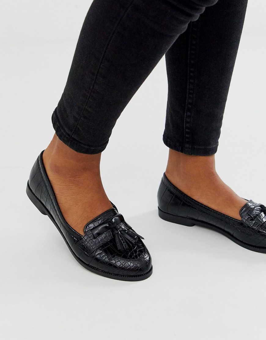 New Look fringe loafers in black
