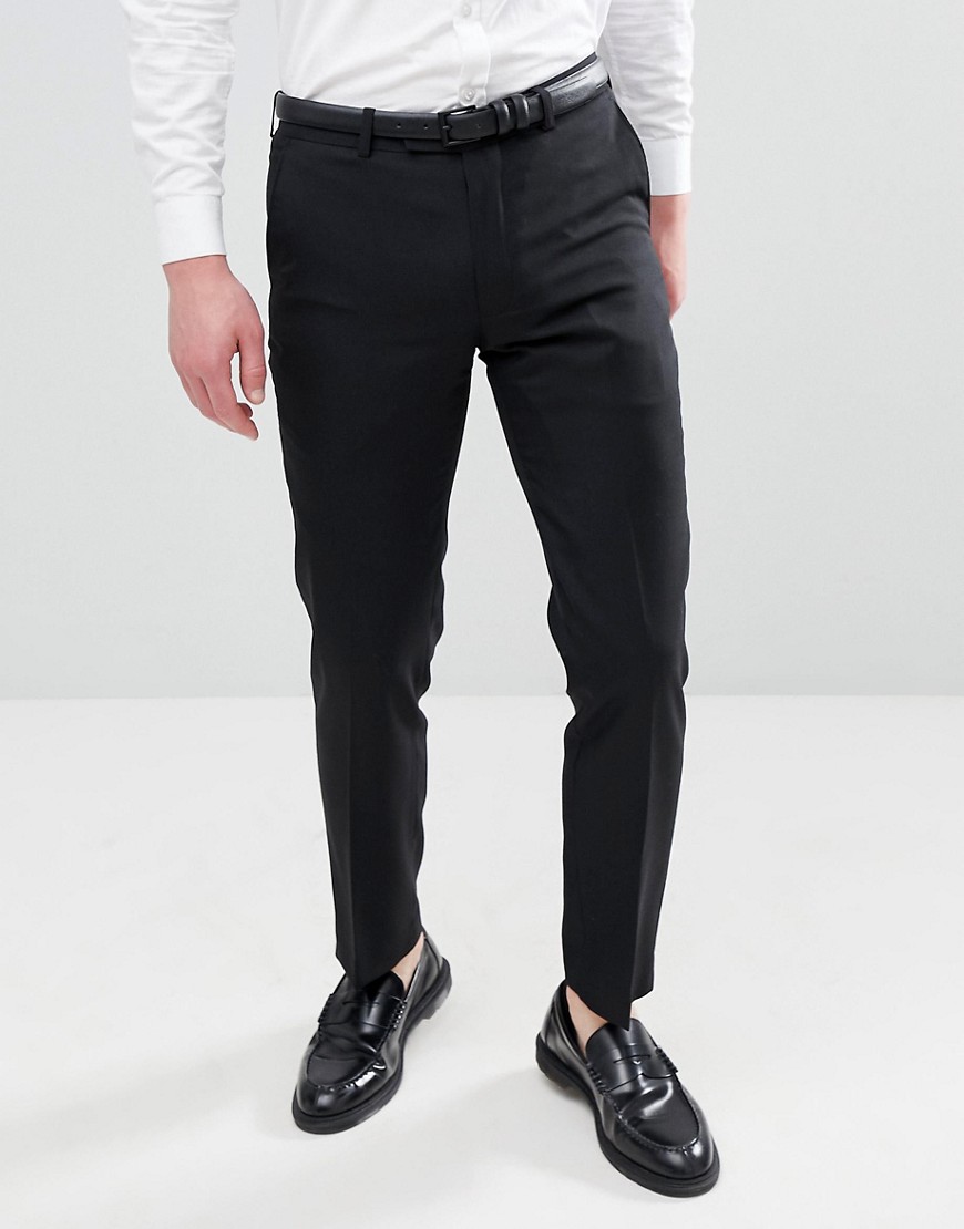 Harry Brown Slim 50% Wool Split Lapel Black Dinner Suit Trousers