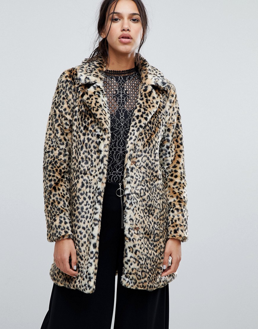 Parisian Faux Leopard Fur Coat - Leopard