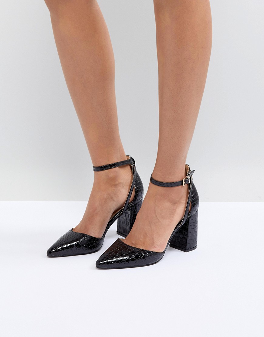 RAID Katy Black Croc Heeled Shoes