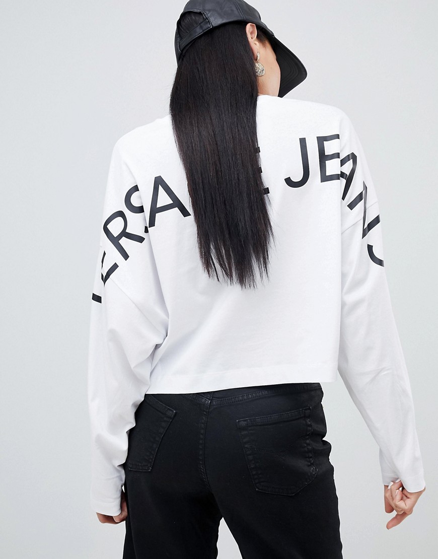 Versace Jeans batwing long sleeve top with back logo