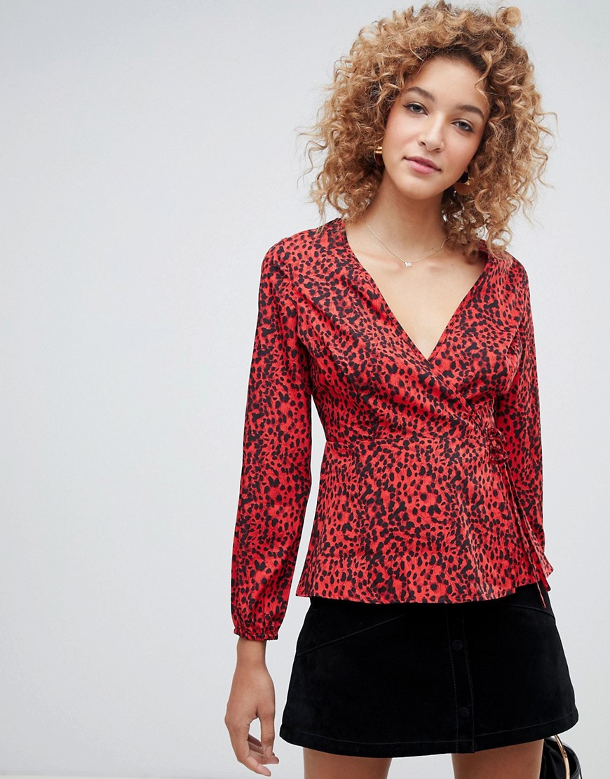 Influence leopard print wrap blouse