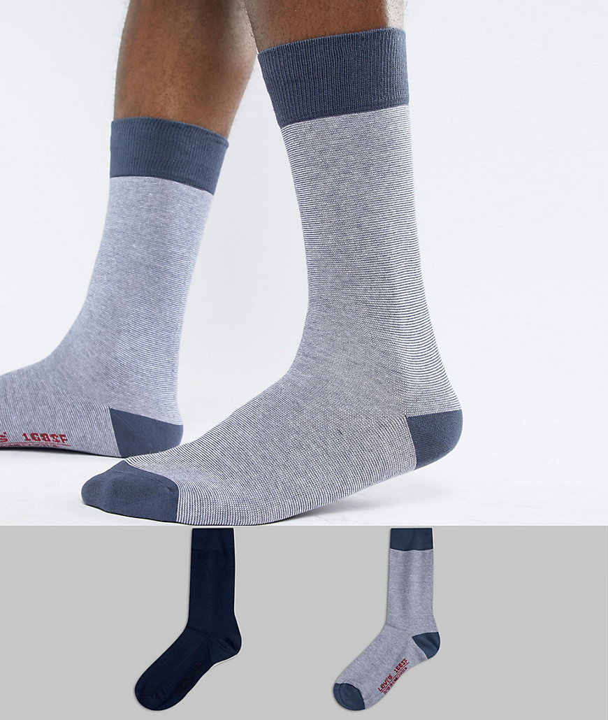 Levis Socks 2 Pack Navy Stripe