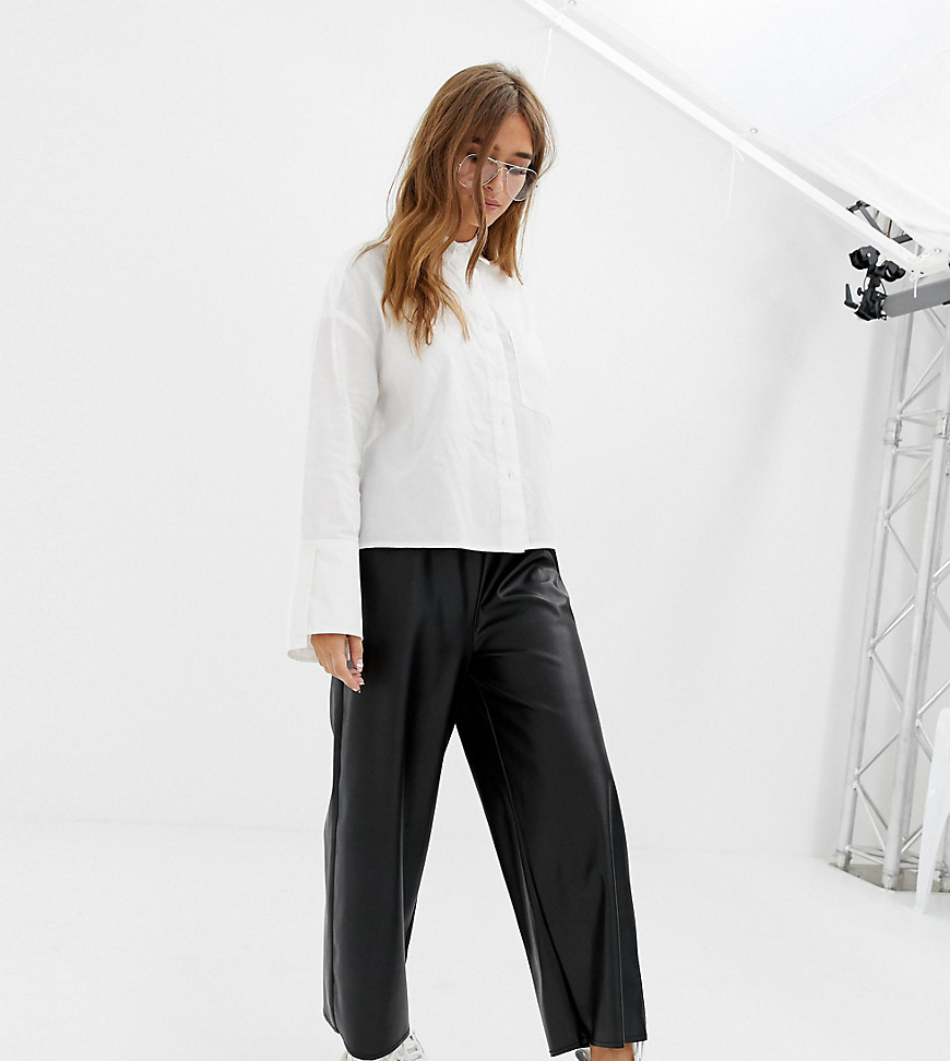COLLUSION Petite leather look trousers