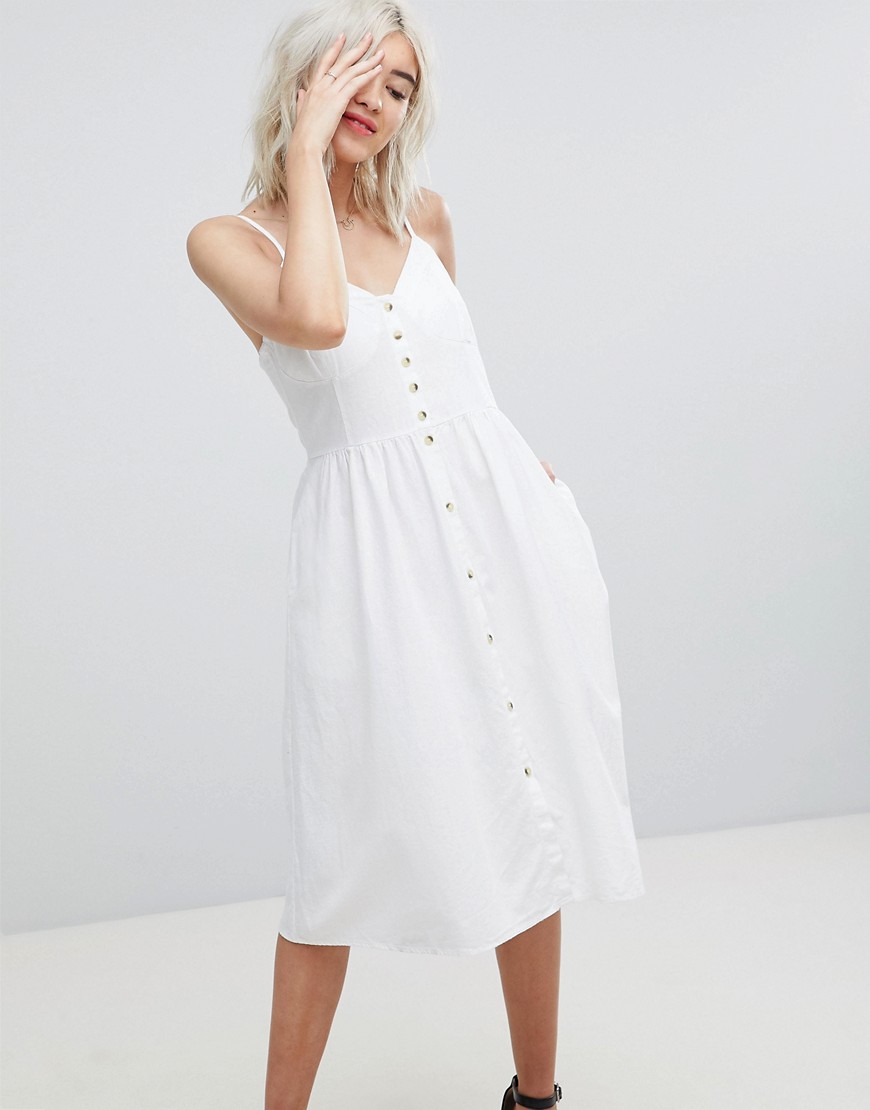 Rolla's Linen Button Detail Dress - White