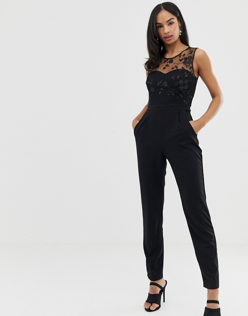 City Goddess tailored jumpsuit with embroidered detail