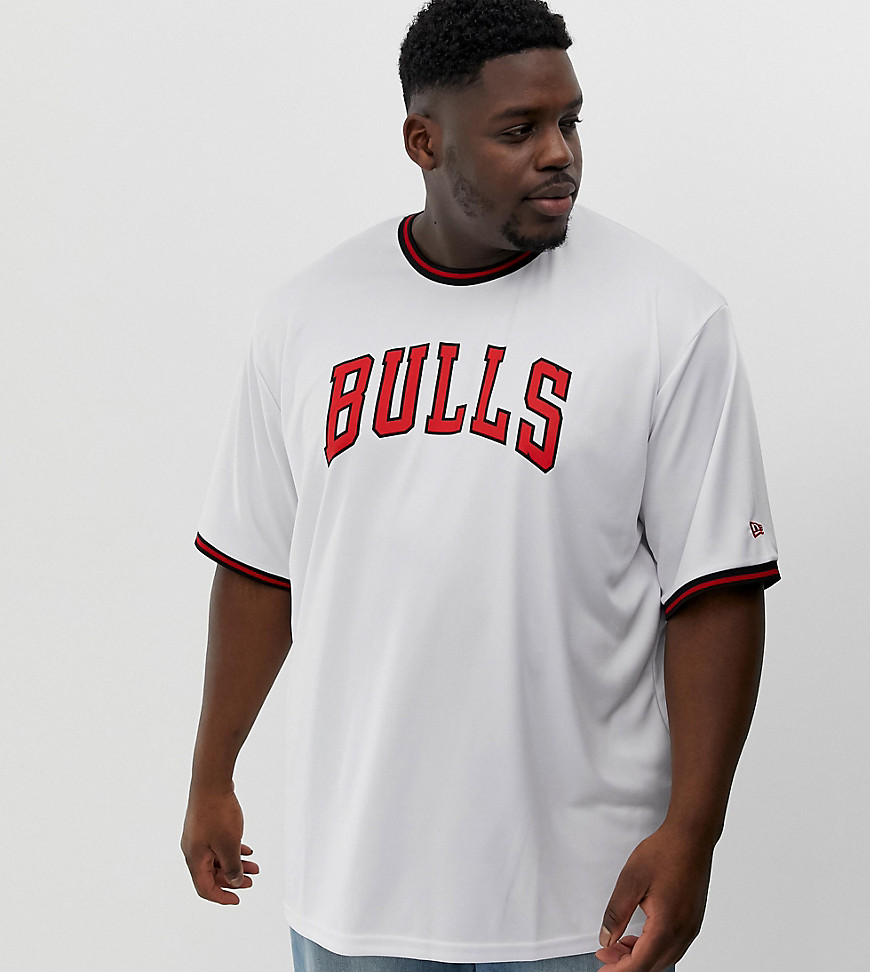 New Era Plus NBA Chicago Bulls ringer t-shirt with large logo in white