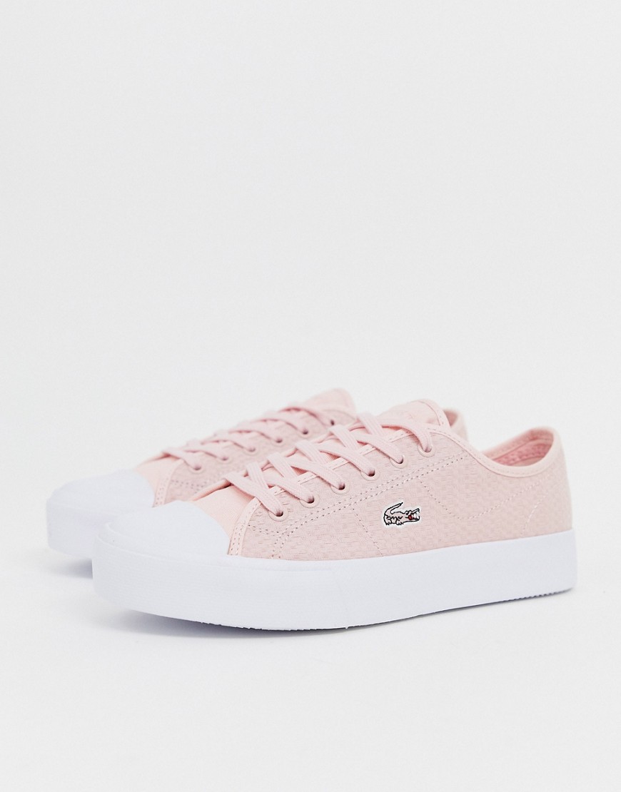 Lacoste flatform lace up trainers in pink