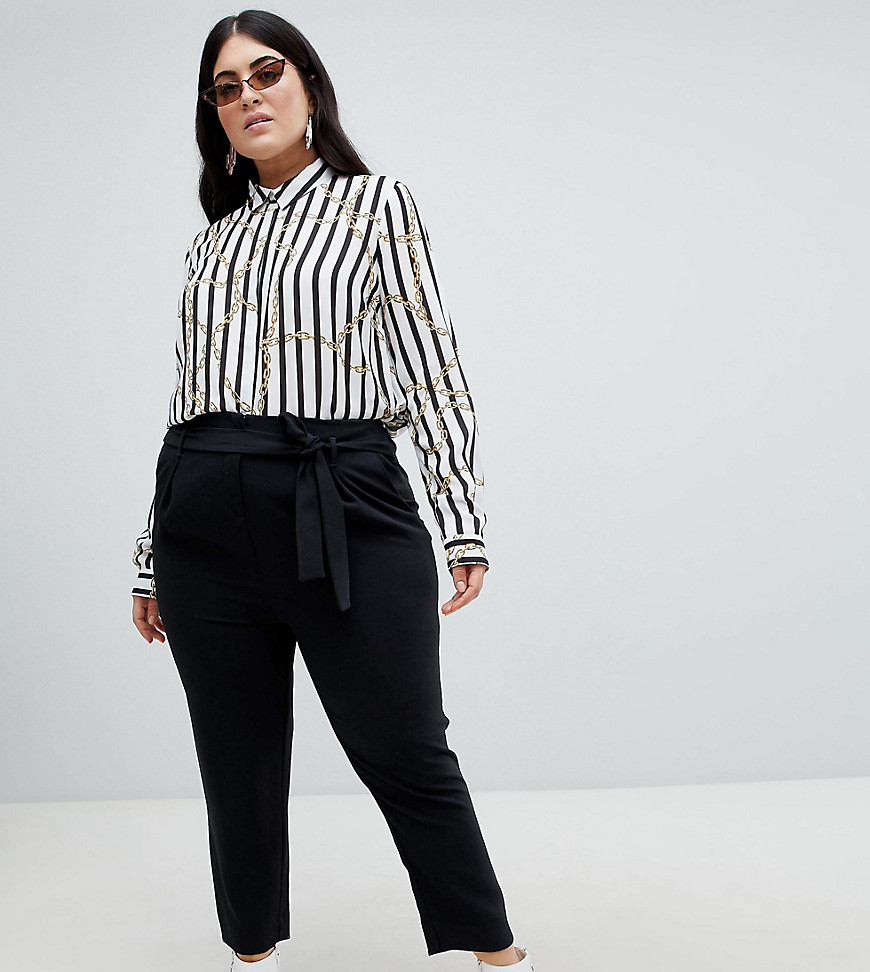River Island Plus tie waist tapered trousers