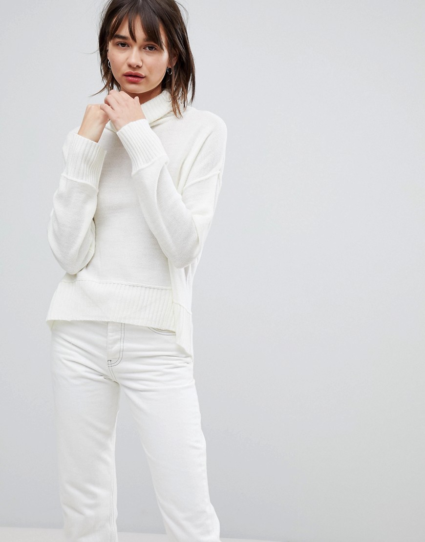 H.One Relaxed High Neck Wool Blend Jumper - Off white