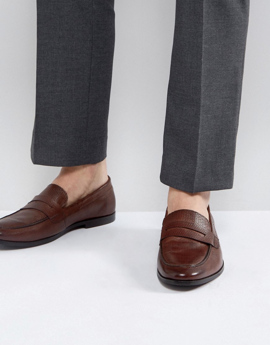 Walk London Raphael Leather Loafers In Brown