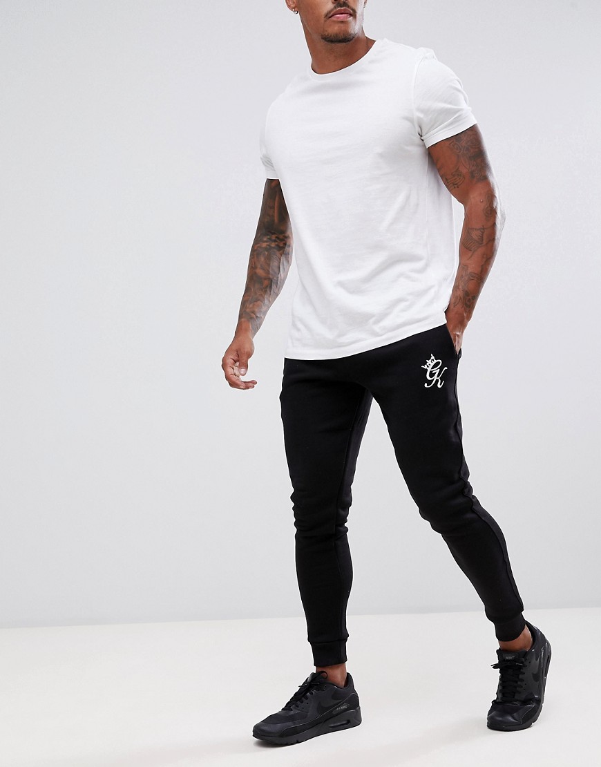Gym King skinny joggers in black with logo