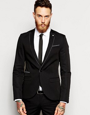 Noose & Monkey Skinny Suit Jacket With Piping