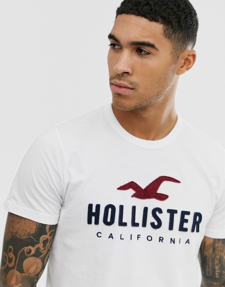 Hollister iconic tech logo t-shirt in white