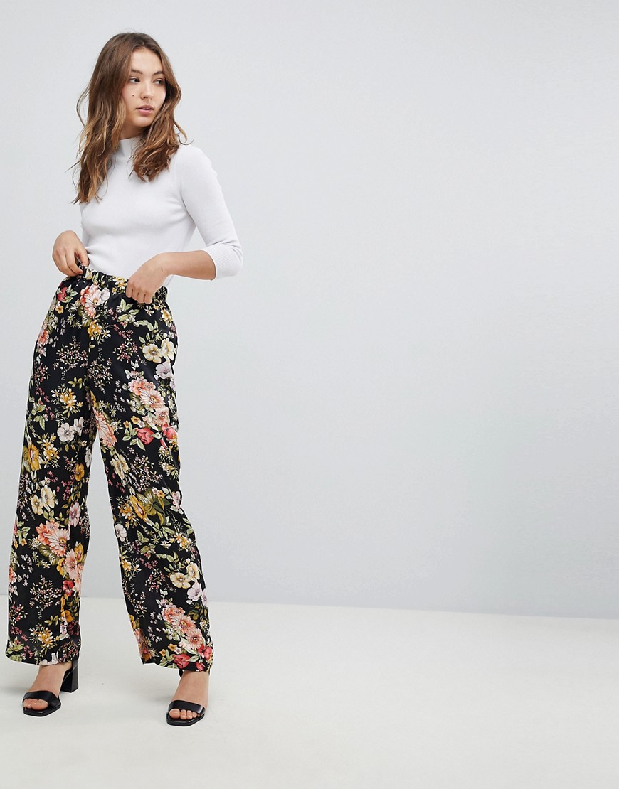 QED London Wide Leg Floral Trousers
