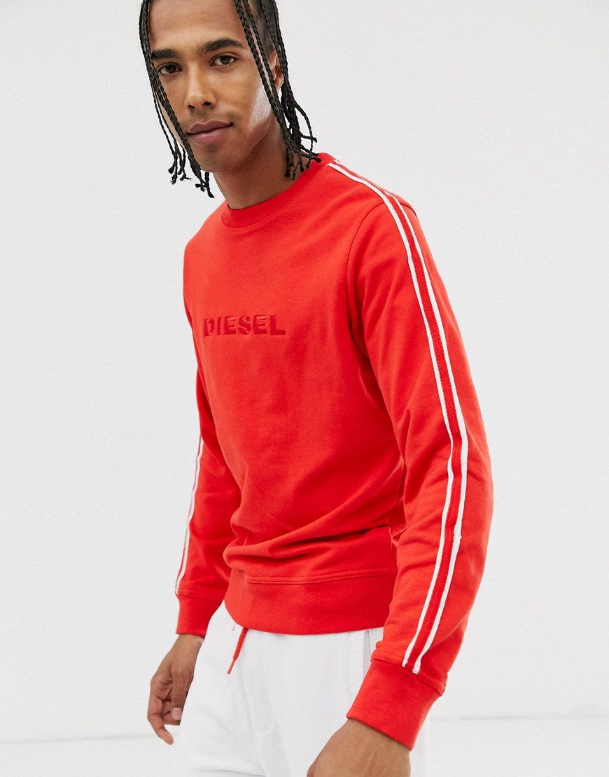 Diesel Umlt-Willie taped sleeve logo sweatshirt in red