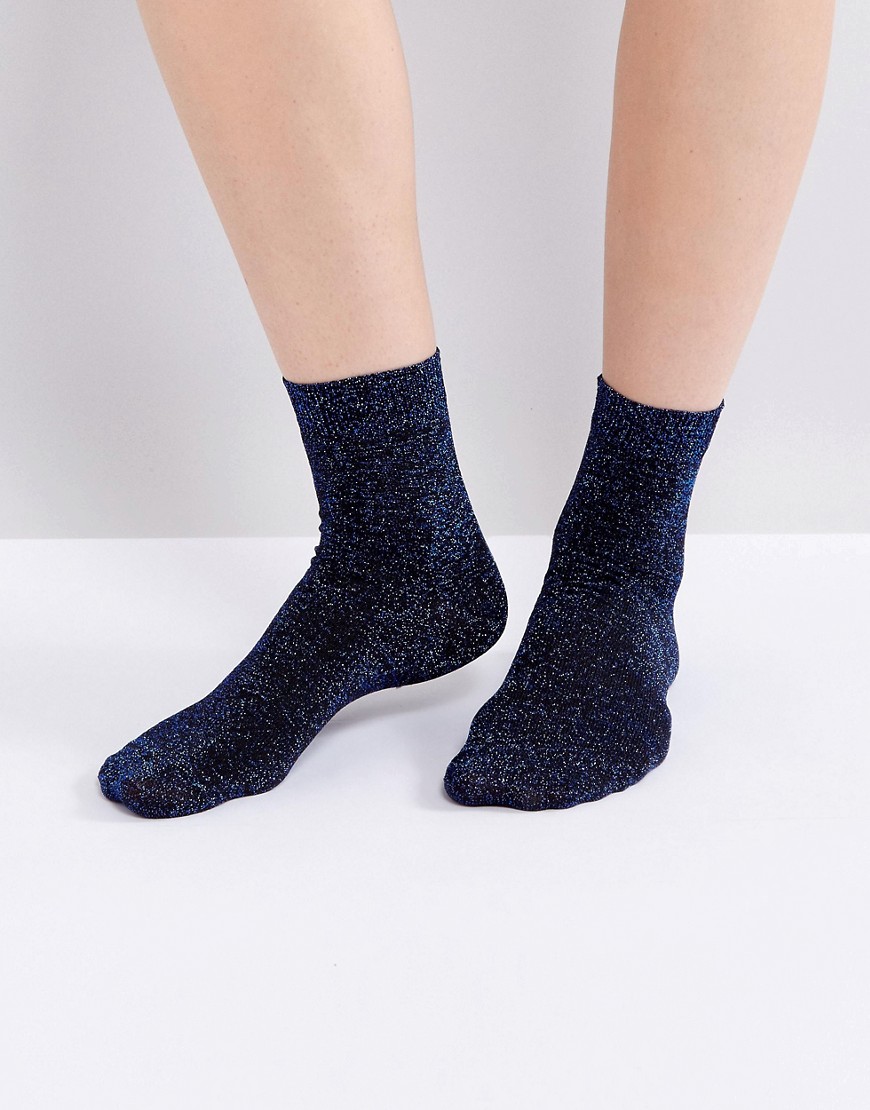 ASOS Glitter Ankle Socks - Blue