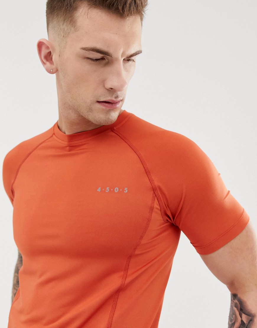 ASOS 4505 muscle training t-shirt with quick dry in rust
