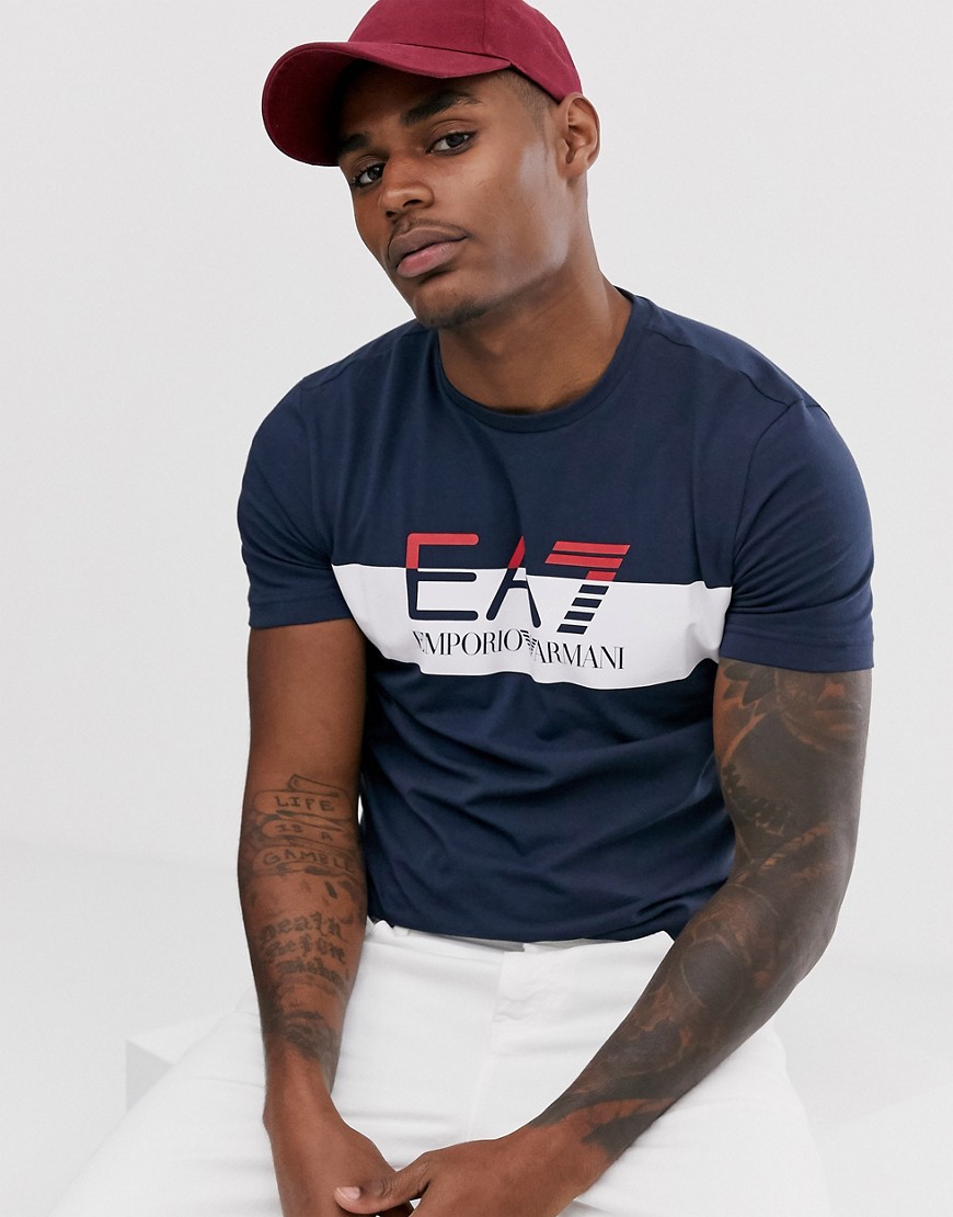 Armani EA7 large faded logo t-shirt in navy