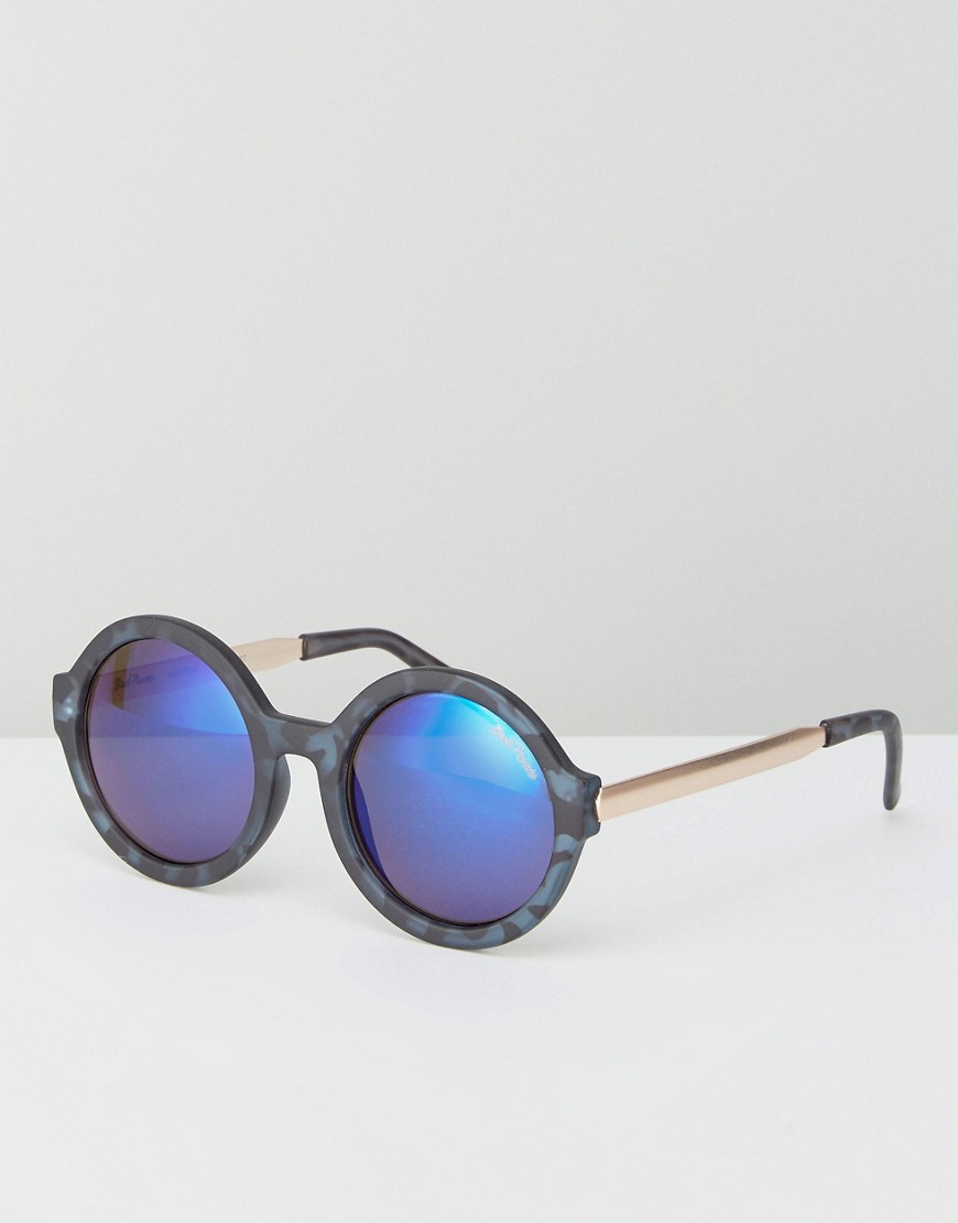 Круглые матовые солнцезащитные очки с голубыми зеркальными линзами Bla Black Phoenix 
