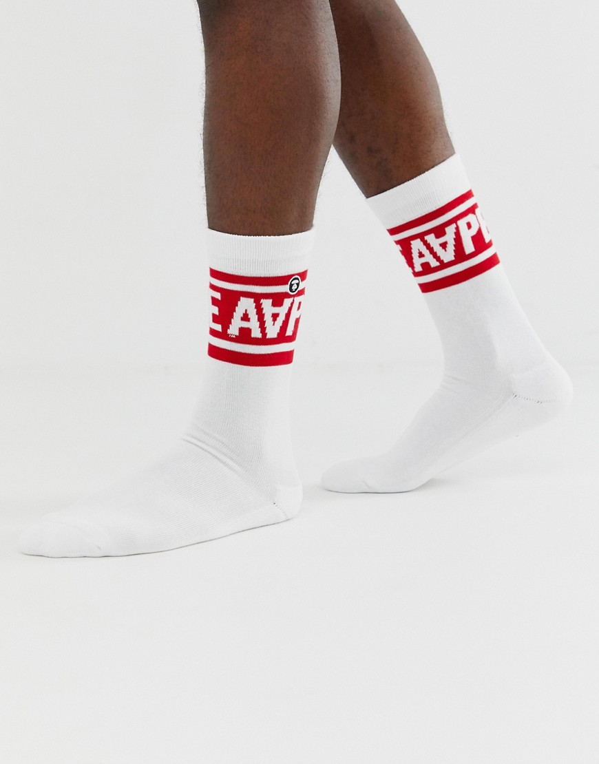 AAPE By A Bathing Ape Logo Socks In White