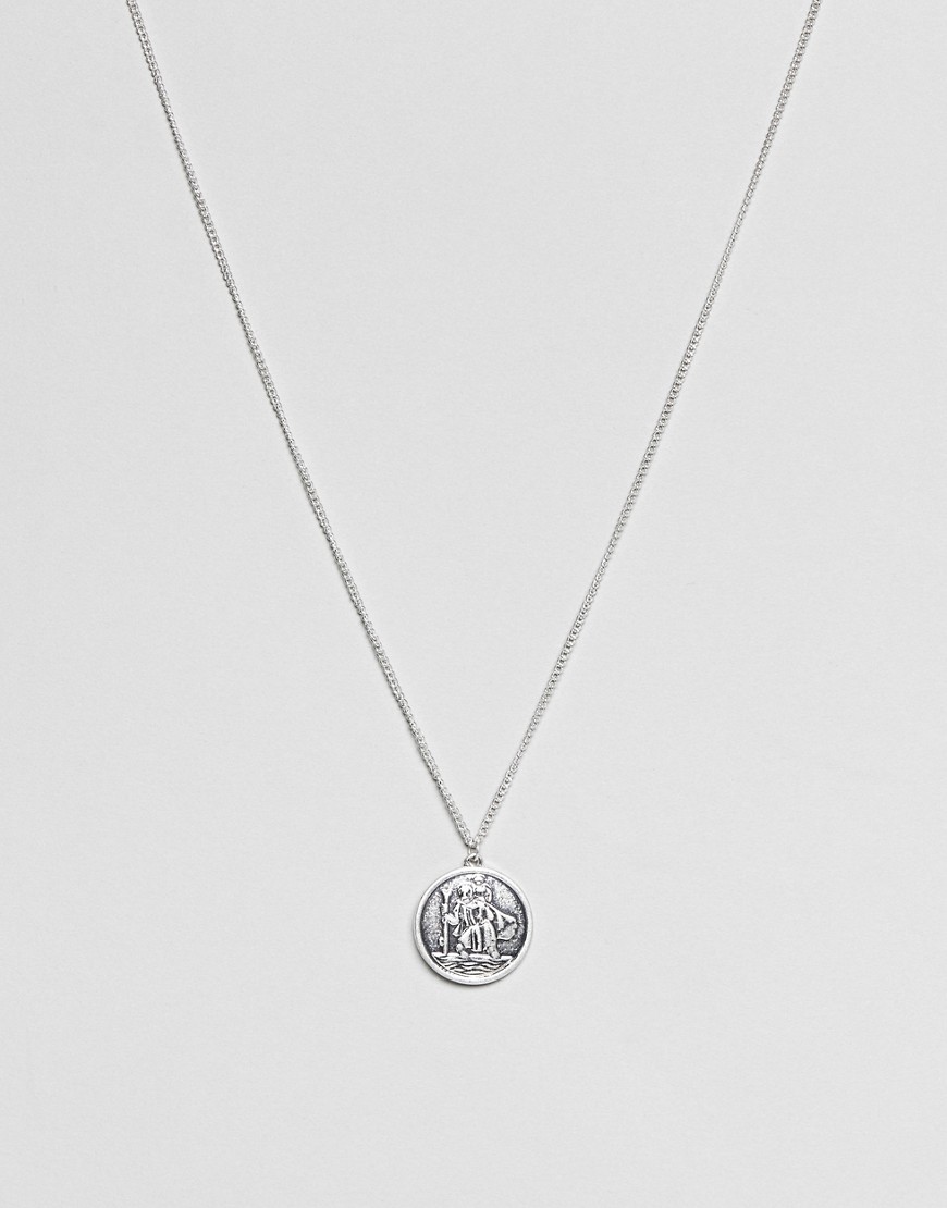 Burton Menswear Coin Necklace Chain In Silver - Silver
