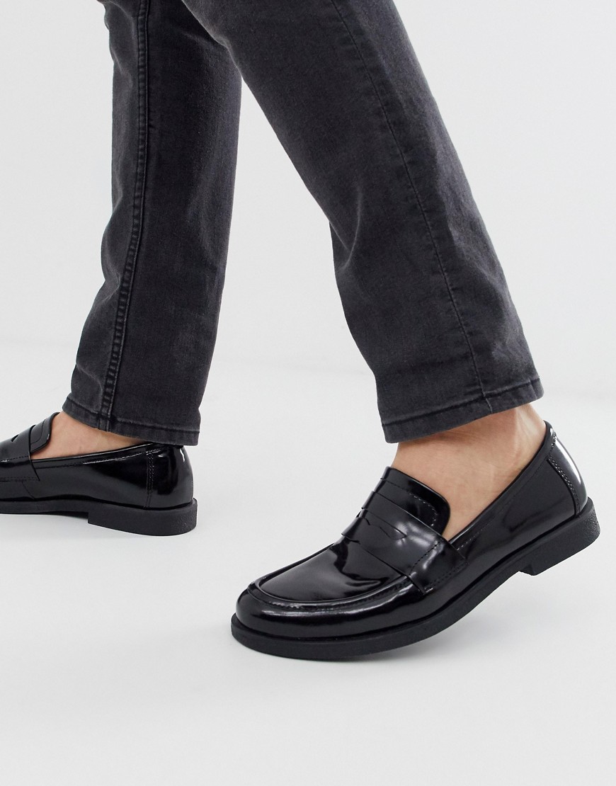 Zign high shine loafers in black