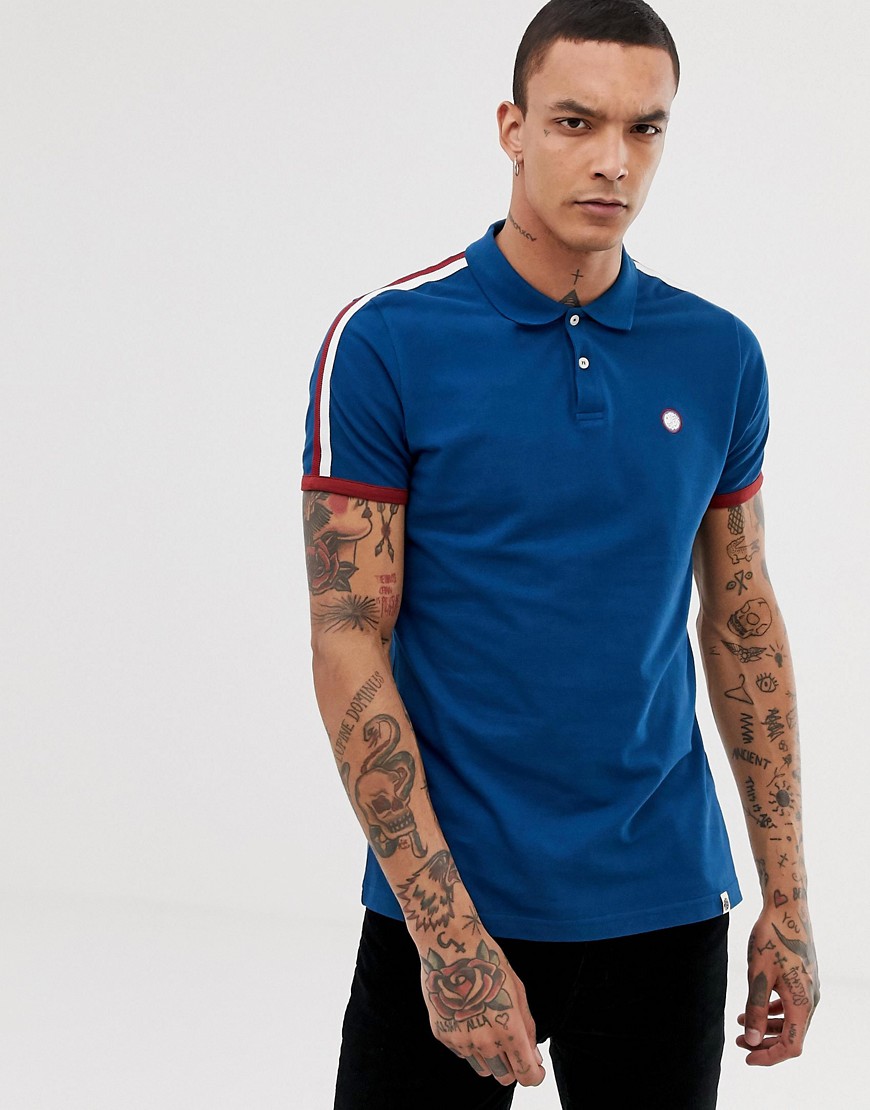 Pretty Green contrast panel polo shirt in blue