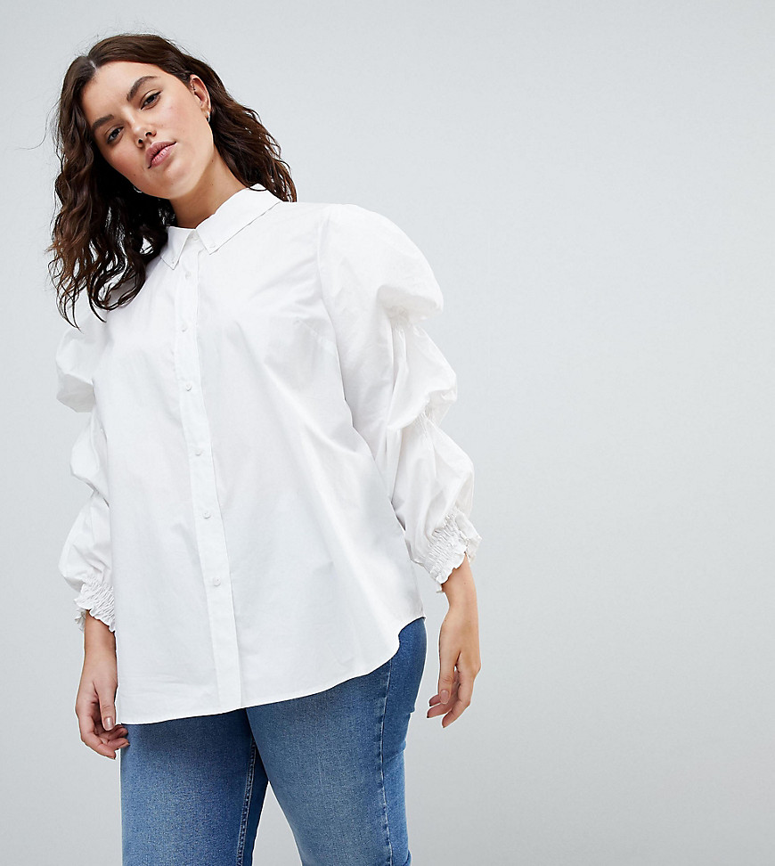 Current Air Plus Exaggerated Sleeve Shirt - White