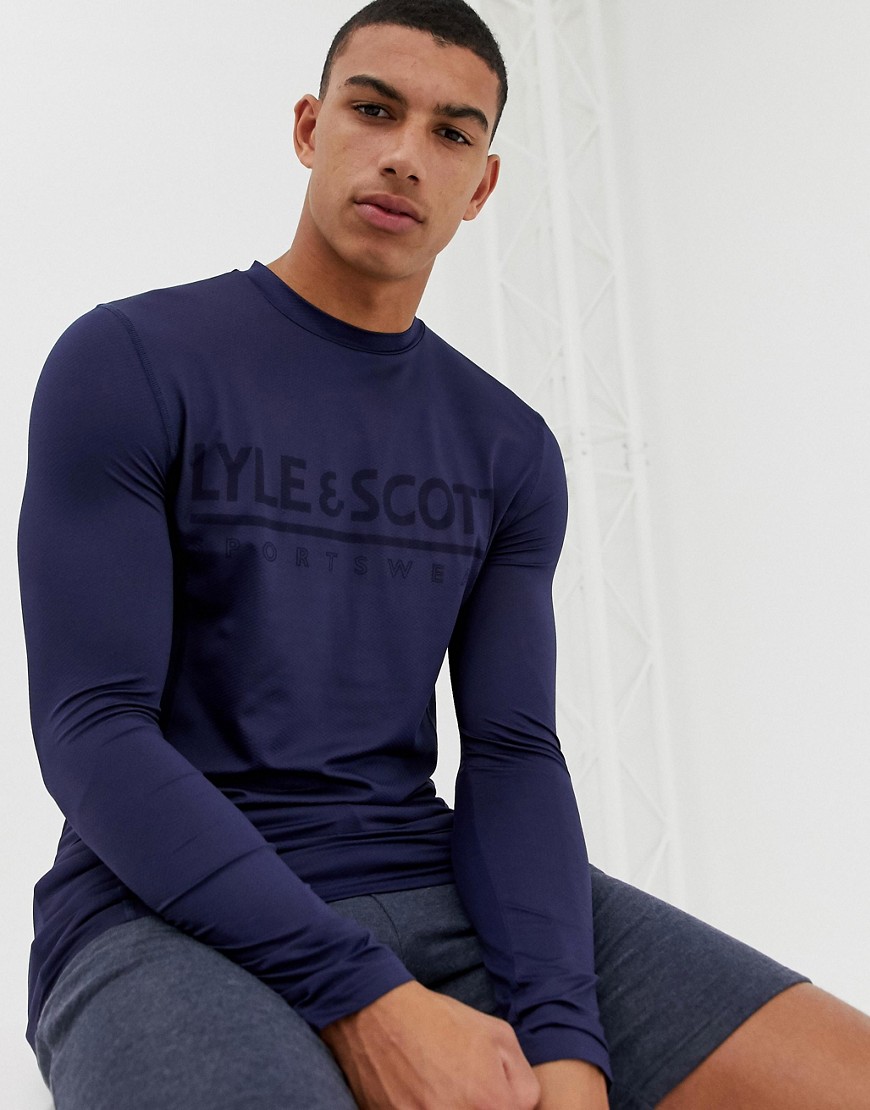 Lyle & Scott Fitness base layer long sleeve t-shirt in navy