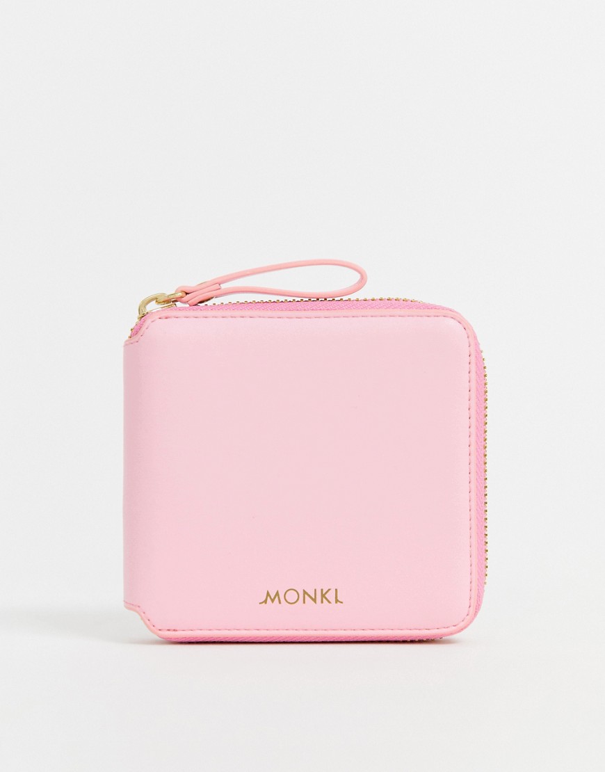 Monki zip around wallet in light pink