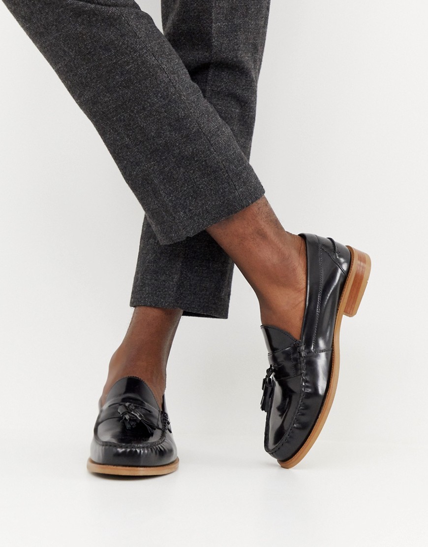Office Invasion tassel loafers in black high shine